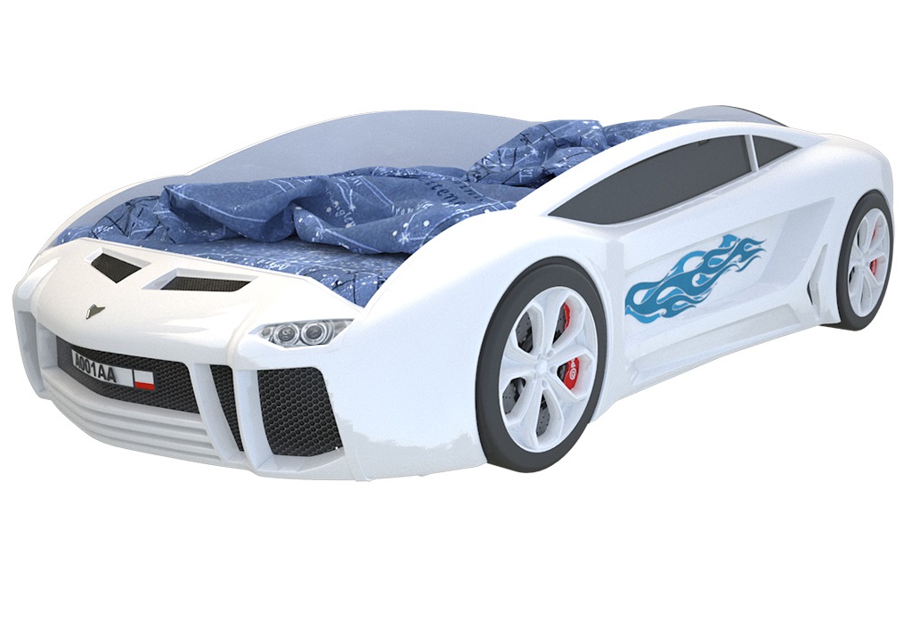 Кровать-машина детская серии "Ламба Next" White