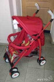 Детская коляска-трость "Мишутка" SL 106, цвет-малиновый с рисунком