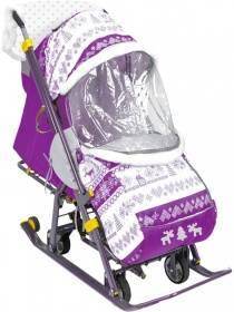 Санки-коляска комбинированная с трансформируемым кузовом "Наши Детки" (фиолетовая)